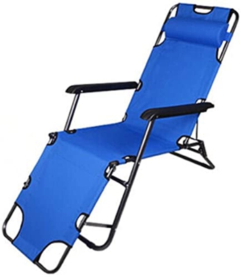 HZYDD Silla reclinable plegable ajustable con bolsillo para almohada para exteriores, patio, césped, playa, piscina (color: azul, tamaño: 178 x 60 x 8