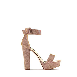 Modelisa - Sandalia Tacón Ancho Con Plataforma Hebilla Pulsera Tobilla Mujer (Champan, numeric_37) precio