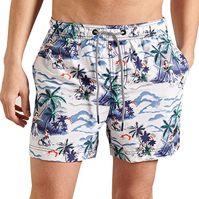 Superdry Super 5s Beach Volley Bermudas, Hula Print, XXL para Hombre