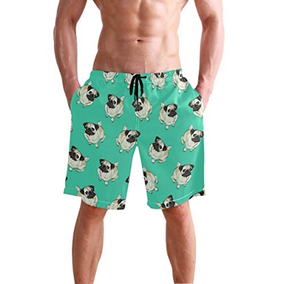 LORONA - Bañador para Hombre con diseño de Perro Carlino Verde Multicolor Multicolor M