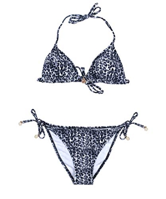Traje de baño Acolchado de Bikini de Dos Piezas con Estampado de Leopardo para Mujer con Volante con Volantes en la Parte Superior XS-XL - Traje de ba