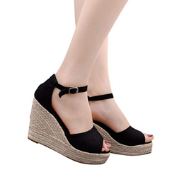 2019 Verano Sandalias Romanas Mujer, Zapato Peep-Toe Con Plataforma Cuña Alpargatas Zapatillas De Boda Fiesta Sandalias De Vestir De Talla Grande 33-4 precio