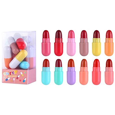 Juego De Brillo De Labios, Lápiz Labial De CáPsula De PíLdora De Larga Duración, Lápiz Labial Mate De Mini PíLdora Aterciopelado, Juego De Lápiz Labia