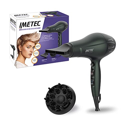 Imetec Salon Expert P3 3600 Secador, Motor Profesional, 2200 W, Ionizador, Rejilla Cerámica y turmalina, 8 combinaciones de aire y temperatura, Concen