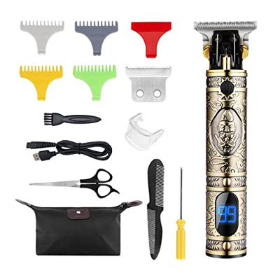 Kavolet Cortapelos Hombre Profesional Eléctrica, Máquina Cortar Pelo Inalámbrica con Pantalla LCD, Cortadora de Pelo con 3 Peines Guía, Cortapelos Hom