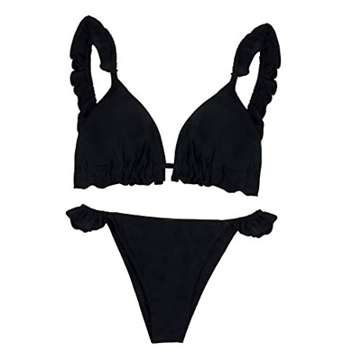 Conjunto de Bikini de Dos Piezas para Mujer Traje de baño Acolchado con Volante con Volantes en la Parte Superior XXS-M - Traje de baño Diseño Italian