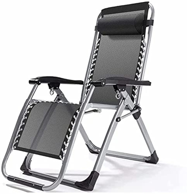 HZYDD Silla reclinable plegable sin peso con reposacabezas ajustable, tela impermeable, sillón reclinable de piscina, soporte 300 kg, negro (color: ne