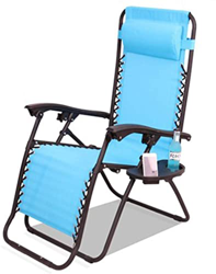 Silla reclinable plegable con ángulo de gravedad ajustable y reclinable, sin soporte para tazas, reclinable (color: azul, tamaño: 94 x 65 x 15 cm) (co características