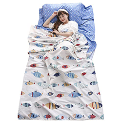 TRIWONDER Saco de Dormir Ligero Pórtatil Sábanas de Viajar para Excursiones Viajes Hotel Albergues Camping para 1/2/3 Personas Unisex (Azul Claro, S - características
