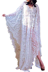 LikeJump Mujer Floral Kaftan Encaje Vestido de Playa Kimono Pareos Bohemia Cover Ups características