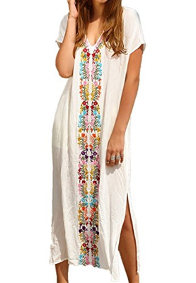 LikeJump Vestido de Playa Kaftan Kimonos Pareos Bohemia Cover Ups para Mujer