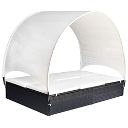vidaXL Tumbona de mimbre de polietileno para 2 personas, color negro características