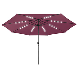 Susany Sombrilla de Jardín con Luces LED Parasol para Terraza Jardín Playa Balcón Piscina Patio Palo de Metal 400 cm Rojo Burdeos características