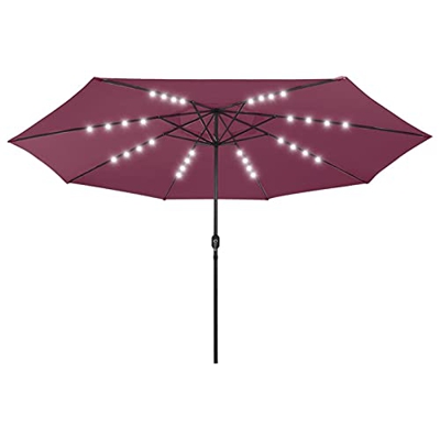 Susany Sombrilla de Jardín con Luces LED Parasol para Terraza Jardín Playa Balcón Piscina Patio Palo de Metal 400 cm Rojo Burdeos