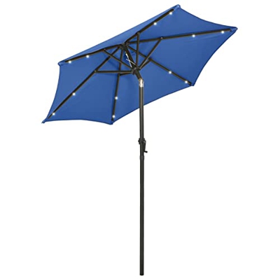 Susany Sombrilla Inclinable con Luces LED Parasol para Terraza Jardín Playa Balcón Piscina Patio Protector Solar UVA Aluminio Azul y Ggris Oscuro 200x