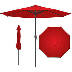 Upstartech Sombrilla de jardín de 2.7 m, sombrilla de patio grande con manivela y enchufe, parasol de protección UV resistente al agua para playa, mes precio