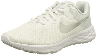 Nike Revolution 6, Road Running Shoe Mujer, White/Metallic Silver-Pure Platinum, 39 EU
