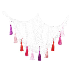 Toddmomy Almacenamiento Hamaca con Borlas Jumbo Juguete Hamaca para Animales Rellenos Malla Hamaca Fruta Vegetal Hamaca Bohemia Colgante Decoración De características