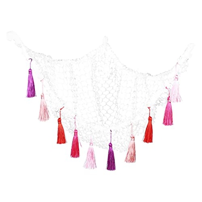 Toddmomy Almacenamiento Hamaca con Borlas Jumbo Juguete Hamaca para Animales Rellenos Malla Hamaca Fruta Vegetal Hamaca Bohemia Colgante Decoración De