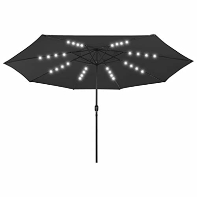 Susany Sombrilla de Jardín con Luces LED Parasol para Terraza Jardín Playa Balcón Piscina Patio Palo de Metal 400 cm Negro