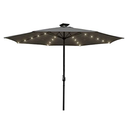 Swanew - Sombrilla con luz LED solar, protección UV 30+, redonda, sombrilla de mercado, con manivela, sombrilla para balcón, terraza y jardín, gris, 3 precio