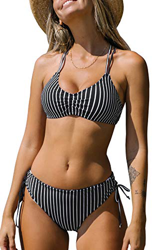 CUPSHE Conjunto de Bikini Reversible Lace Up Laderal Traje de Baño de Dos Piezas, XL precio