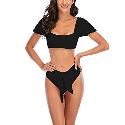 Meioro Mujer Trajes de Baño Bikini Conjunto Sexy Push Up Traje de Baño de Nudo Manga de Soplo Bikinis de Playa Acolchado Bañador Brasileño Verano Swim