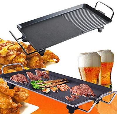 Parrilla eléctrica para mesa Barbacoa Placa caliente Temperatura ajustable Parrilla eléctrica 1500W Parrilla para barbacoa para la playa Comedor Barba