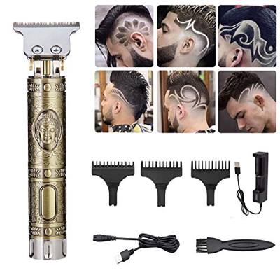 Cortadora de cabello para hombres, cortadora de barba eléctrica profesional y cortadora de cabello con hoja en T inalámbrica, maquinilla de afeitar de