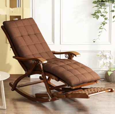 Phil Beauty Sillón Reclinable De Madera para El Hogar Silla Plegable para Ancianos con Descanso para El Almuerzo balcón Siesta Ocio Cojín Trasero 15 M