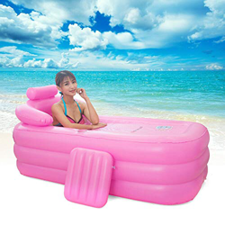 Bañera plegable para adultos, 160 x 84 x 64 cm, bañera hinchable para adultos, color rosa en oferta