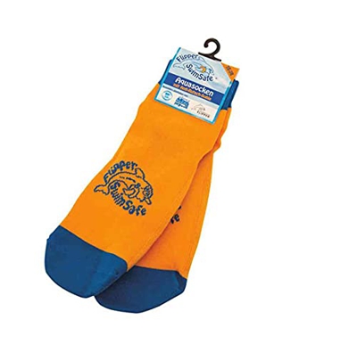 Flipper SwimSafe 1055 - Calcetines acuáticos con suela antideslizante en color azul y naranja, para niños, jóvenes y adultos, talla 35-38, ideales par