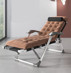 Phil Beauty Tumbona para El Hogar Silla De Balcón De Aleación De Aluminio Siesta Informal con Funda De Almohada Portátil, Color Negro,Brown precio