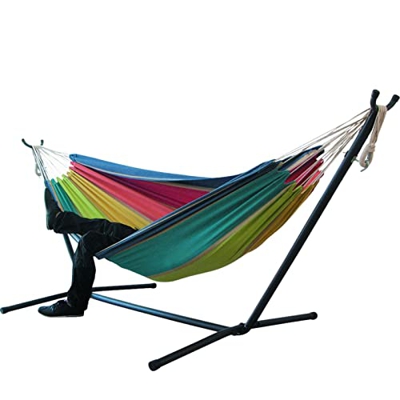 Niktule Hamaca doble brasileña – Hamaca de lona gruesa para 2 personas | Hamaca grande portátil de 400 libras, hamaca cómoda para patio trasero, porch