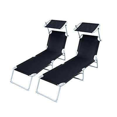 Hshelekte Juego de 2 tumbonas de jardín | Tumbonas de jardín al aire libre | Sillas reclinables plegables