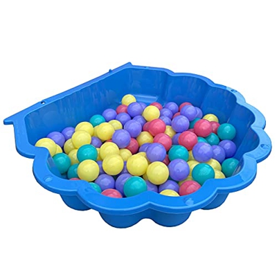 Tiktaktoo Sand & y Almeja i Cajón de Arena con Cubierta (en 2 Piezas) - Azul con 100 Colores Bolas