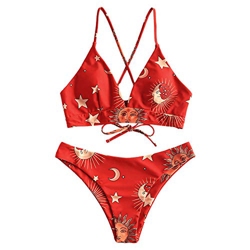 ZAFUL - Bikini de dos piezas con estampado de estrellas de sol y luna, para mujer características
