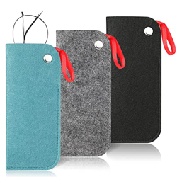 Hifot morbida Occhiali custodia 3 pezzi, Feltro portatile da viaggio Occhiali da Custodia Astuccio marsupio per Occhiali da Sole (Black+Gray+Blue, 7"/ en oferta