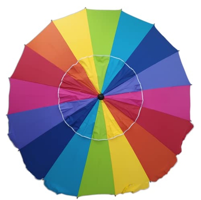 Sombrilla 240 cm 16 Varillas de fibra de vidrio, Tela de poliéster con Protección Solar UPF50+ (bloquea 99% de Rayos UV),Sombrilla de Playa/jardín de 