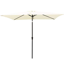 C-Hopetree Sombrilla rectangular para jardín de 2 x 3 m para patio al aire libre con manivela e inclinación, color marfil en oferta