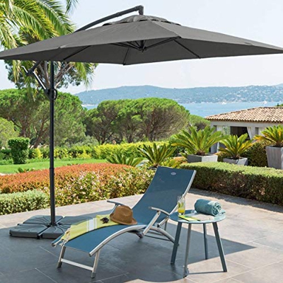 Hespéride Le Depot BailLEUL - Sombrilla descentrada Janeiro Gris Ceniza Cuadrada 2,5 m