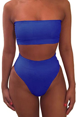 Viottiset Traje de baño bandeau de cintura alta para mujer, conjuntos de bikini de dos piezas, talla S zafiro