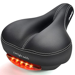 Daway C99 – Sillín de bicicleta, unisex, cómodo con asiento ancho de piel, para bicicleta de montaña con luz trasera, suspensión, suave, resistente al en oferta