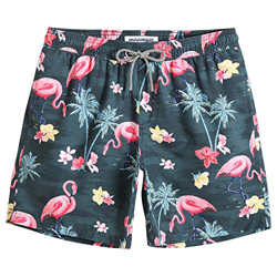 MaaMgic Hombre Bañador de Playa Tropical Vacaciones y Viajes en Verano con Bolsillos Verde Oscuro Coco Flamenco S características