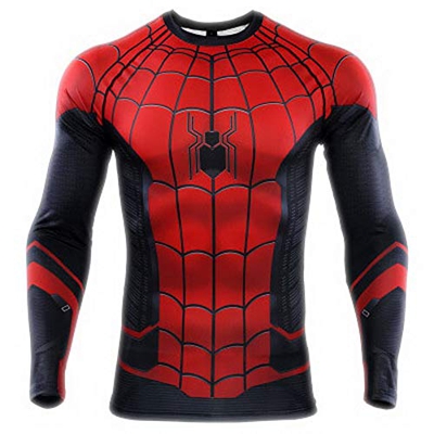 HOOLAZA Avengers Super Heroes Hombres Camiseta de compresión de Manga Larga para Hombres Fitness Gym Training Spider 2019 Tops S