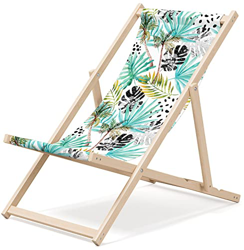 Tumbona de jardín de madera, plegable, para relajarse, para la playa, plegable, diseño de hojas, multicolor características