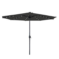 LARS360 Sombrilla con LED solar de 350 cm de diámetro, color gris oscuro, para jardín, de poliéster, resistente al agua, con manivela, protección UV 4 precio