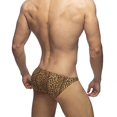 Braguitas de bikini de cintura baja para hombre Traje de baño de secado rápido de color sólido con estampado de leopardo Shorts de baño con almohadill