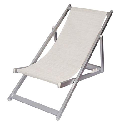Tumbona plegable de 3 posiciones, de aluminio, modelo SOVERATO de textileno (Beige)