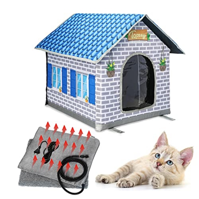 Toozey Caseta de Gato calefactable para Interiores y Exteriores, Impermeable y Aislante, un hogar Seguro para Mascotas y para tu Gato o tu pequeña Abu